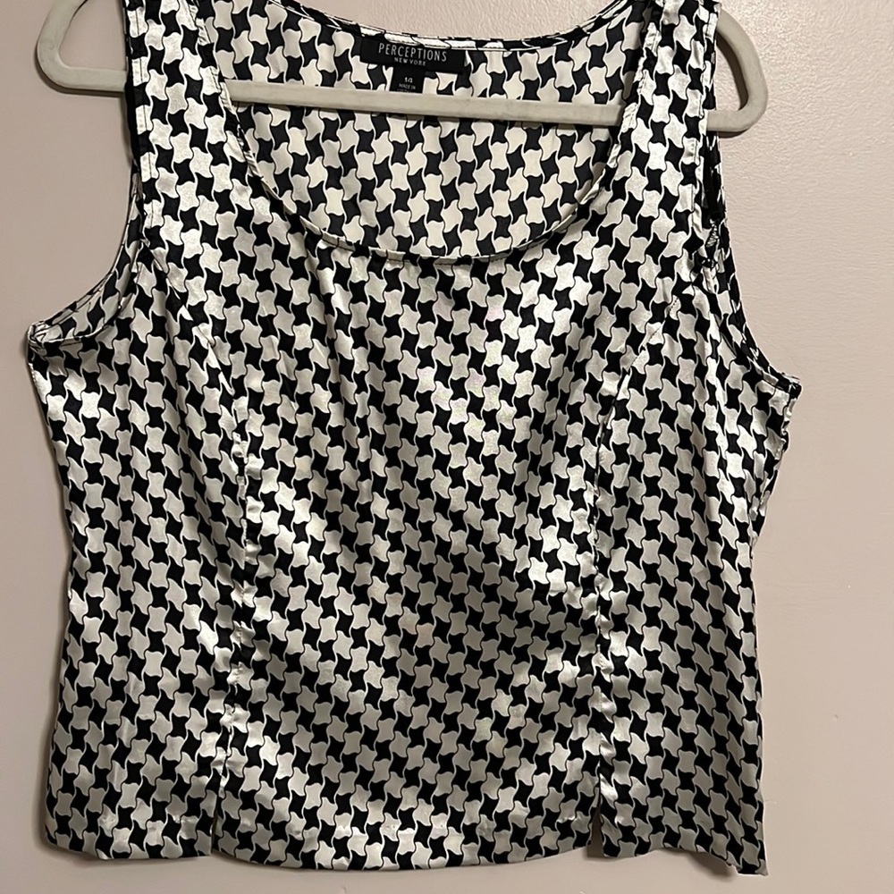 Perception‎ NY Silky Houndstooth Sleeveless Blouse size 14